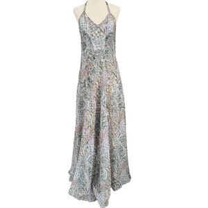 Meghan Los Angeles Y2K Maxi Dress 4 Blue Boho Bohemian Festival Halter Party